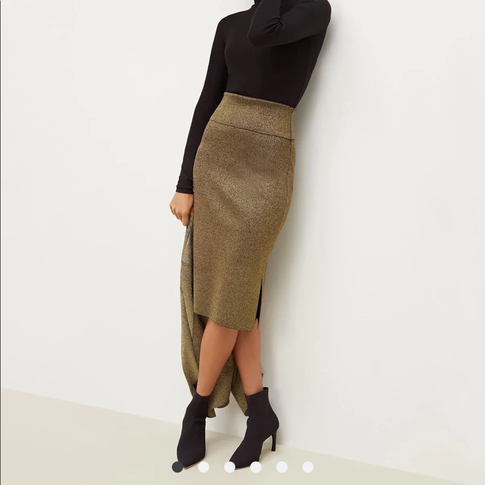 MM Lafleur Harlem Skirt - gold and black stretch pencil skirt